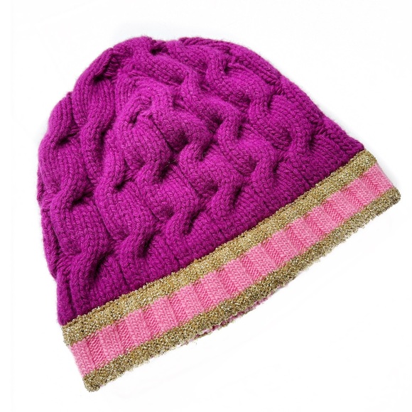 GUCCI Magenta Wool/Cashmere Cable Knit Hat - NWT - Picture 2 of 8
